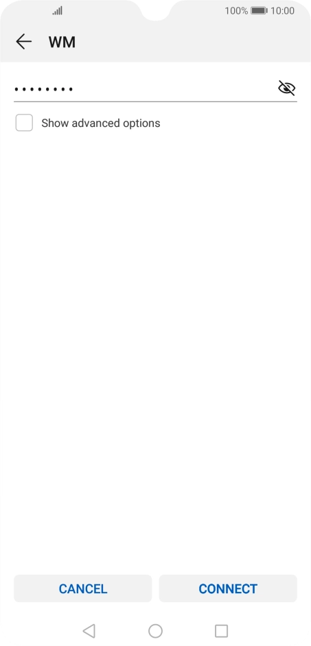 Key in the password for the Wi-Fi network and press CONNECT.