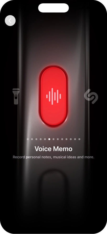 Slide your finger right or left on the screen to select the required function.