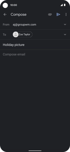 Press the text input field and write the text for your email.