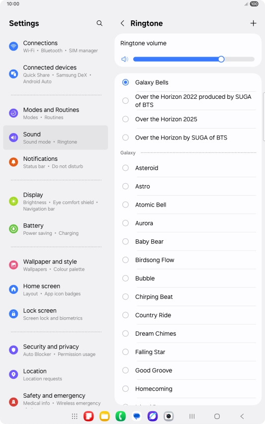 Press the required ring tones to hear them.