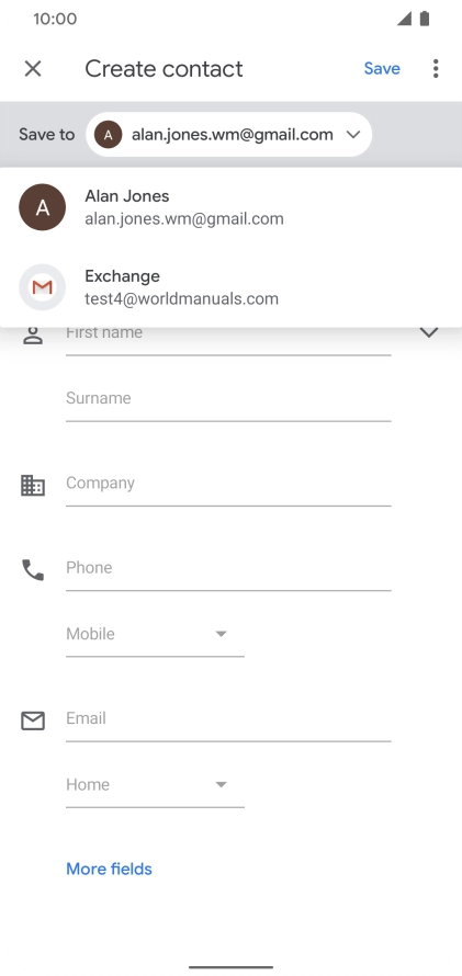 Press the required email account.