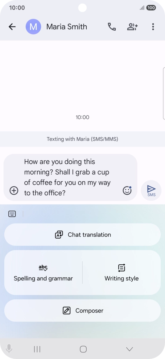To change the writing style of your text, press Writing style and follow the instructions on the screen to use the function.