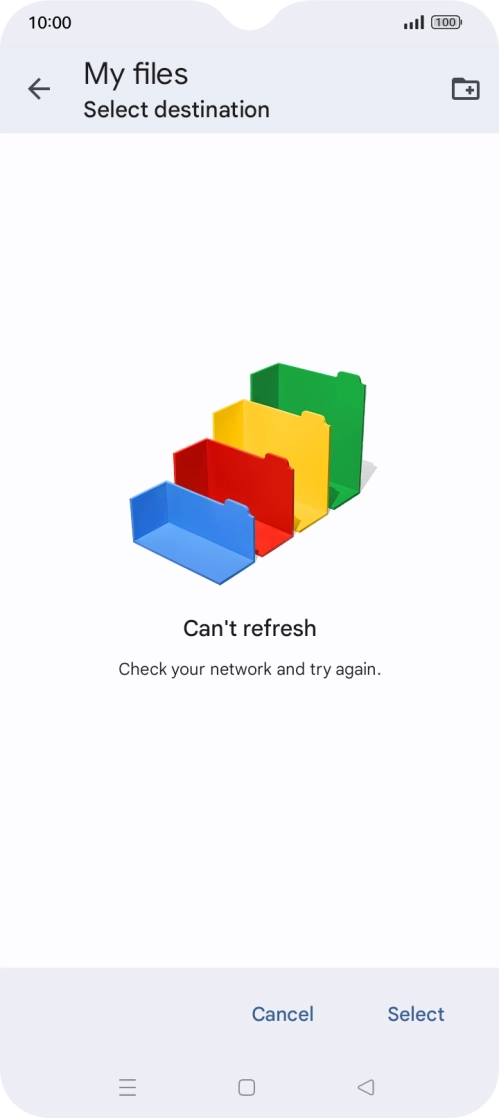 To create a new folder, press the new folder icon and follow the instructions on the screen to create a new folder.