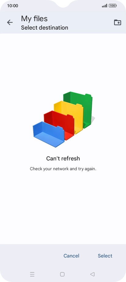 To create a new folder, press the new folder icon and follow the instructions on the screen to create a new folder.
