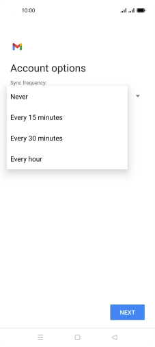 Press the required setting.
