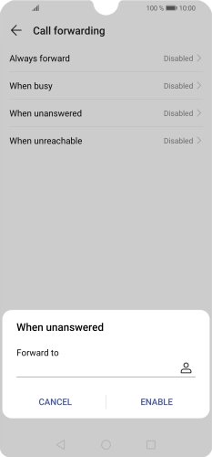 Key in +447953222222 and press ENABLE.