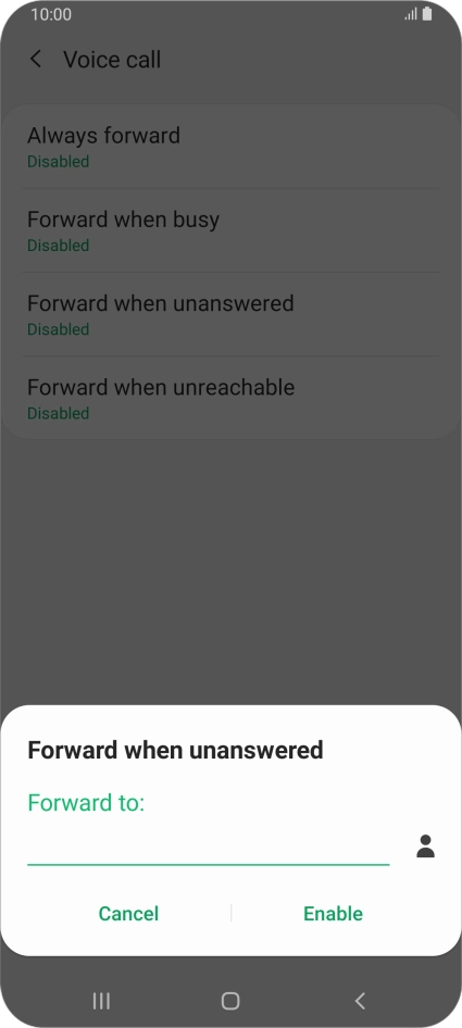 Key in +447953222222 and press Enable.