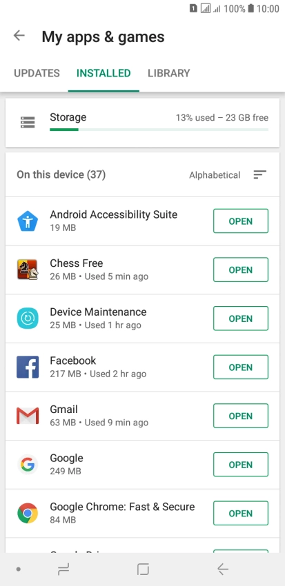 Press the required app.