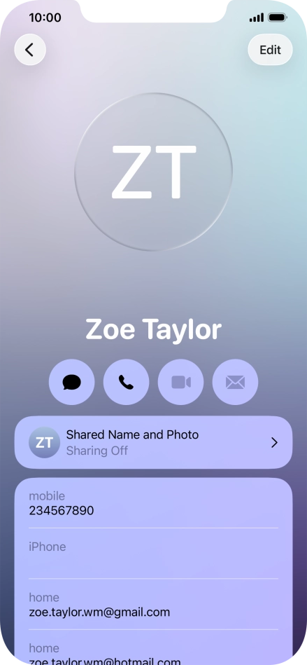 Press Shared Name and Photo.