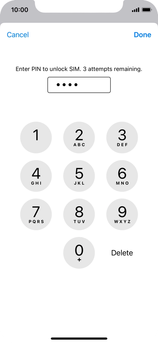 Key in your PIN and press Done. The default PIN is 1111.