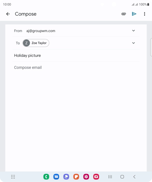 Press the text input field and write the text for your email.