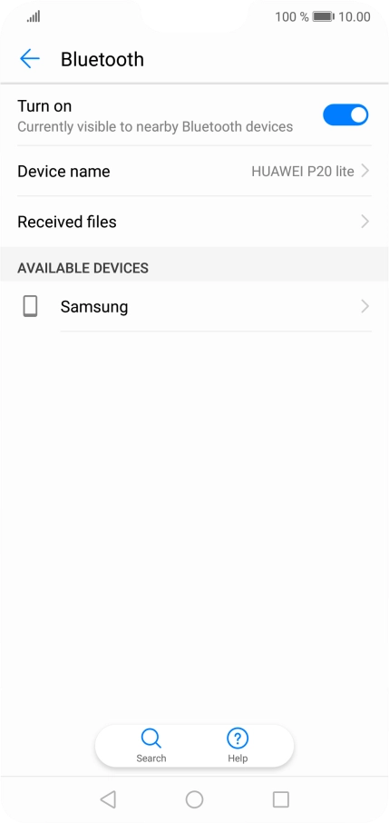 Press the required Bluetooth device and follow the instructions on the screen to pair the device with your phone.