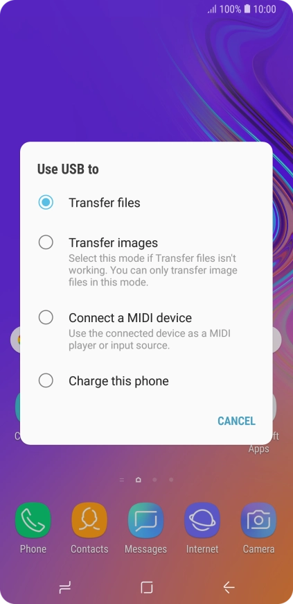 Press Transfer files to turn on the function.
