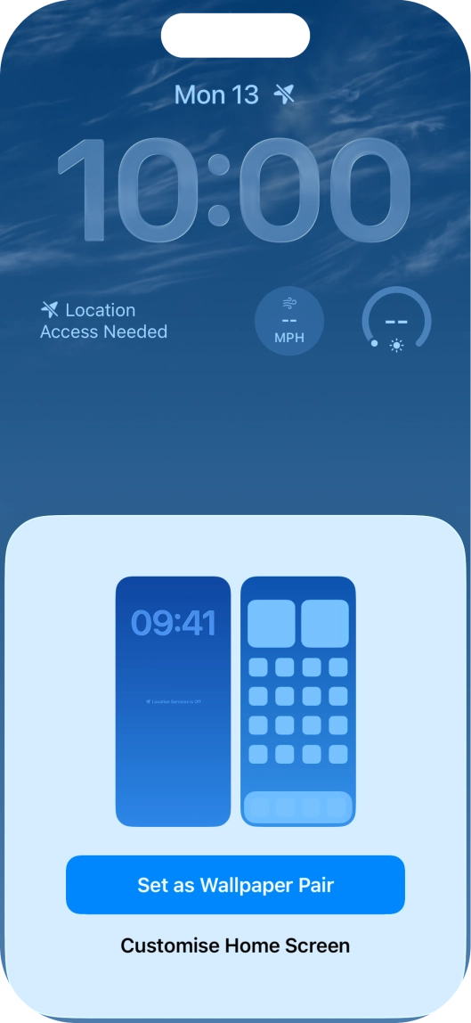 To use the same colour theme on the home screen, press Set as Wallpaper Pair.