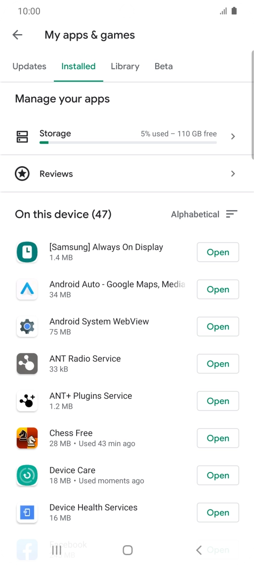 Press the required app.