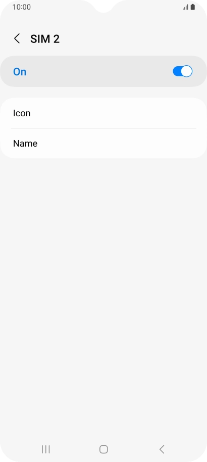 Press the indicator to turn use of the SIM on or off.