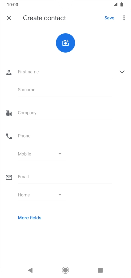 Press First name and key in the first name.