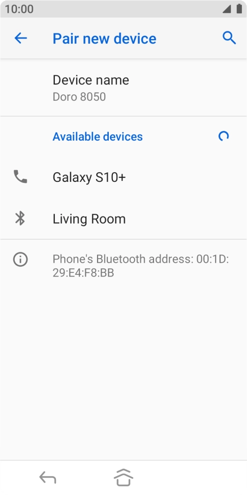 Press the required Bluetooth device and follow the instructions on the screen to pair the device with your phone.