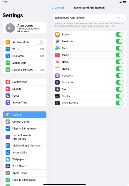 Press Background App Refresh.