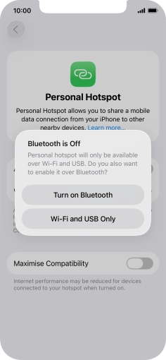 If Wi-Fi is turned on, press Wi-Fi and USB Only.