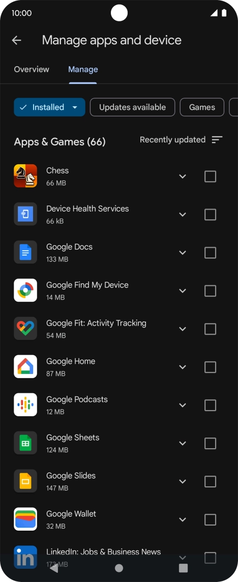 Press the required app.