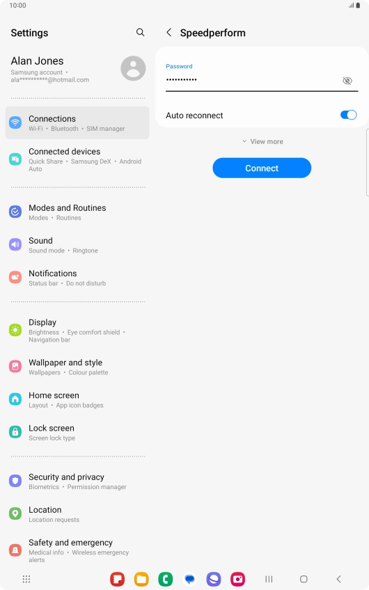 Key in the password for the Wi-Fi network and press Connect.