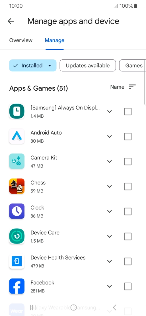 Press the required app.