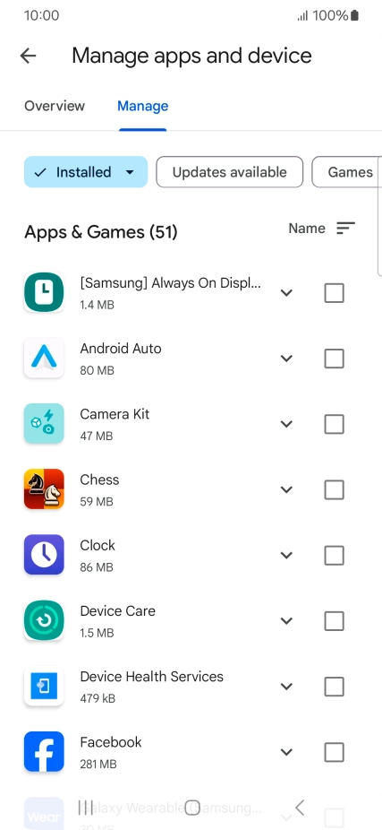 Press the required app.