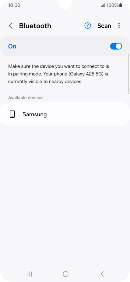 Press the required Bluetooth device and follow the instructions on the screen to pair the device with your phone.
