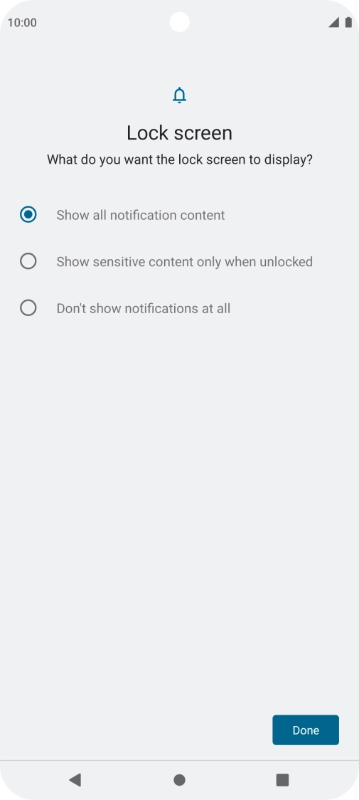 Press the required setting.