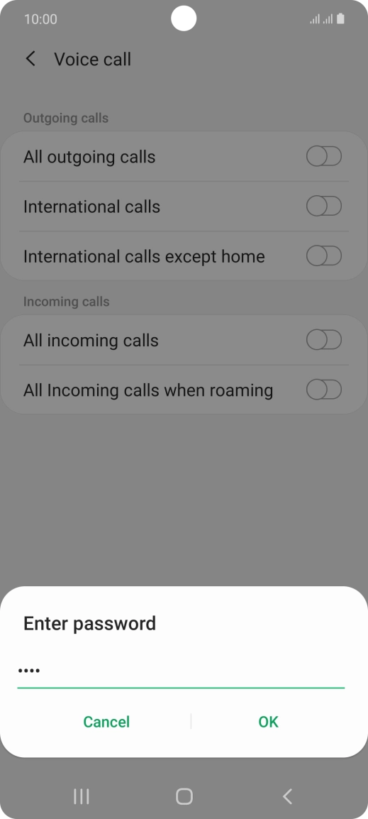 Key in your barring password and press OK.