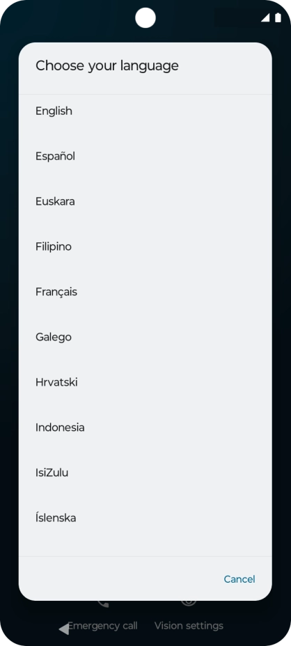 Press the required language.