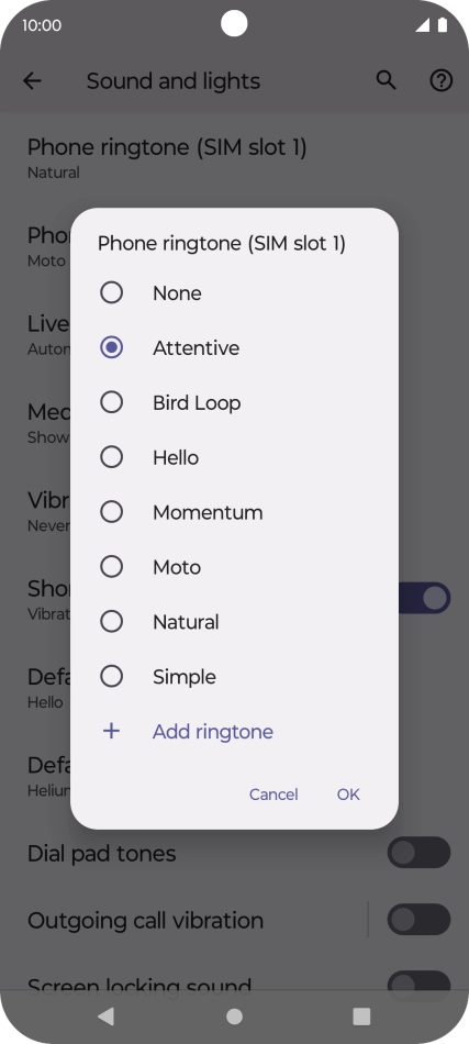 Once you've found a ring tone you like, press OK.