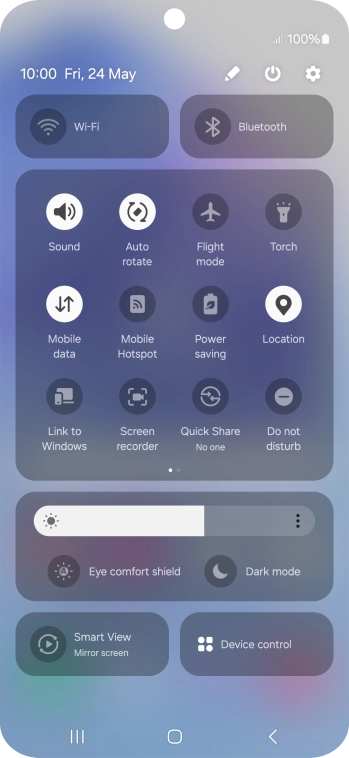 Press the flight mode icon to turn the function on or off.