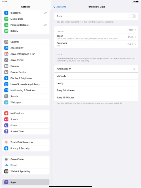 If you turn off the function, press the required setting.