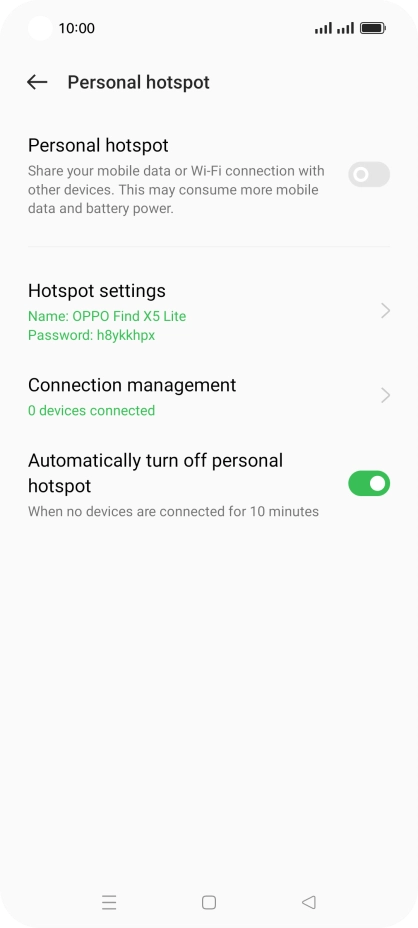 Press Hotspot settings.
