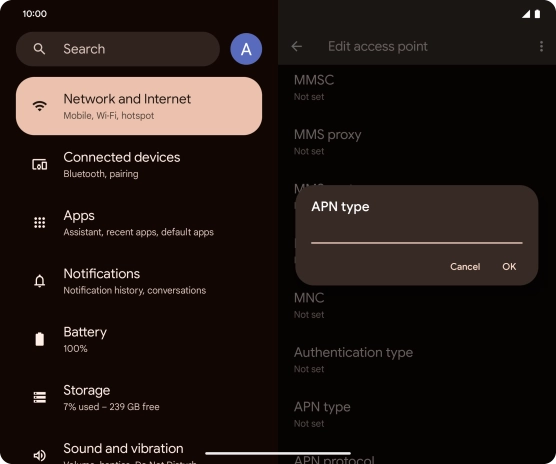 Key in default and press OK.