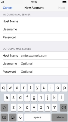 Press Host Name and key in the name of your email provider's outgoing server.