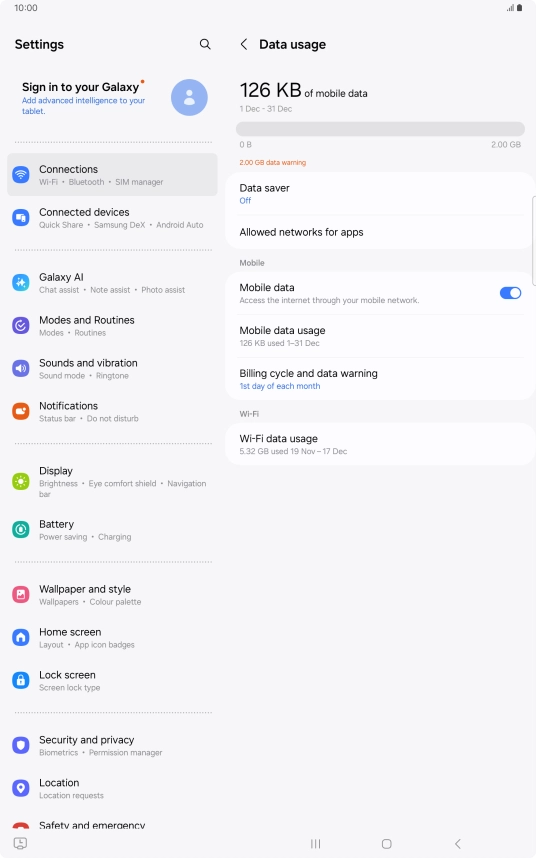 The total data usage is displayed.