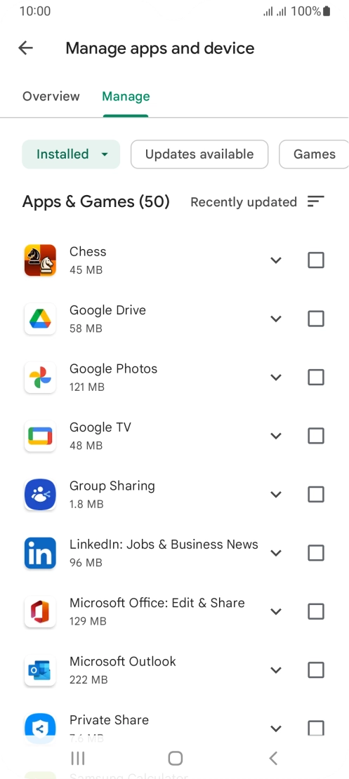Press the required app.