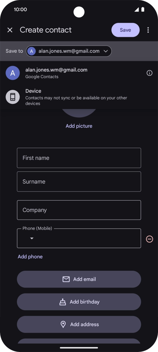 Press the required Google account.