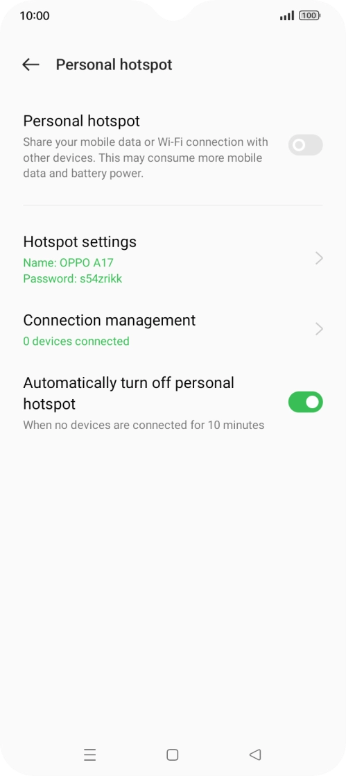 Press Hotspot settings.