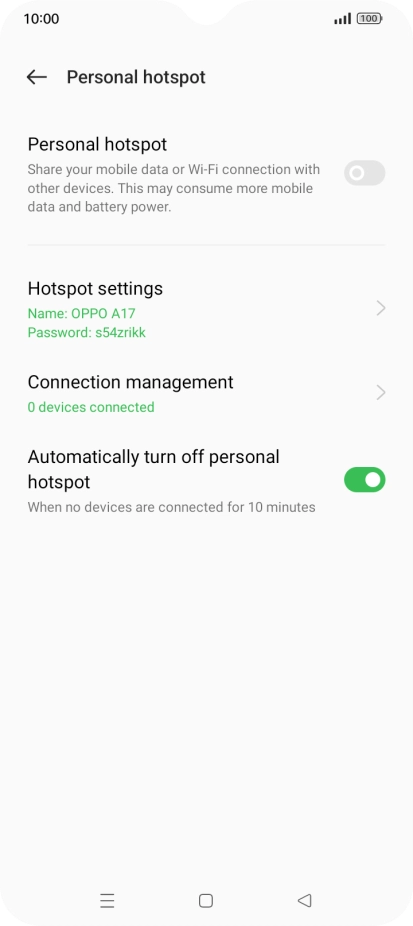 Press Hotspot settings.