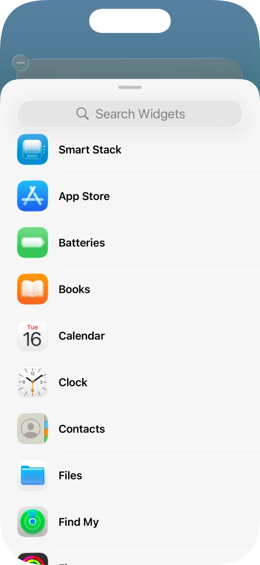 Press the required widget.