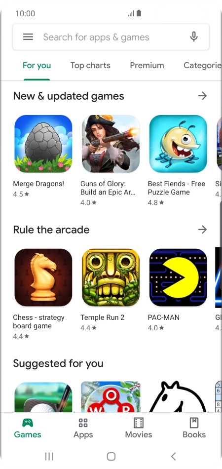 Press the search field.