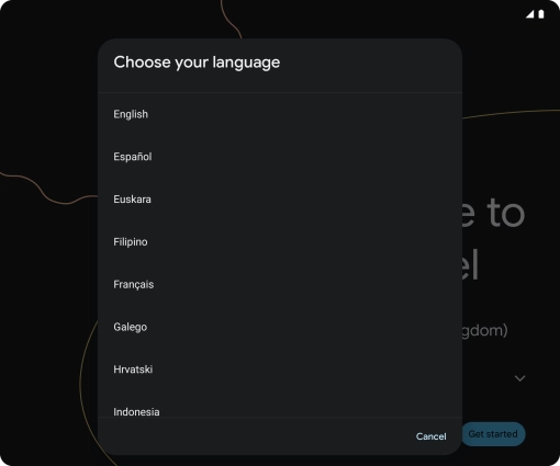 Press the required language.