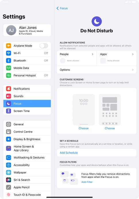 Press People and follow the instructions on the screen to select which contacts you would like to receive calls and notifications from when Do Not Disturb is turned on.