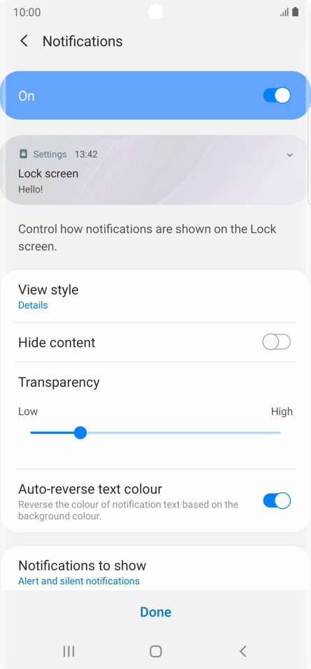 Press the required settings to turn them on or off.