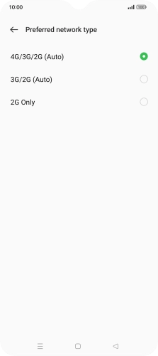 Press the required network mode.
