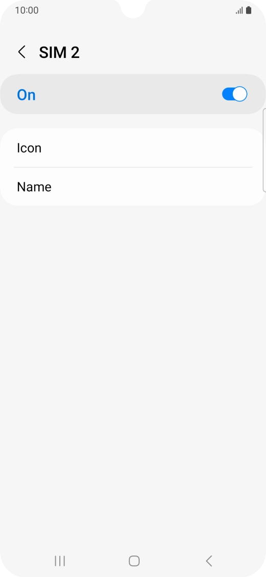 Press the indicator to turn use of the SIM on or off.
